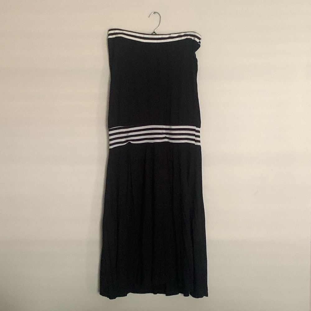 Black and White Strapless Midi